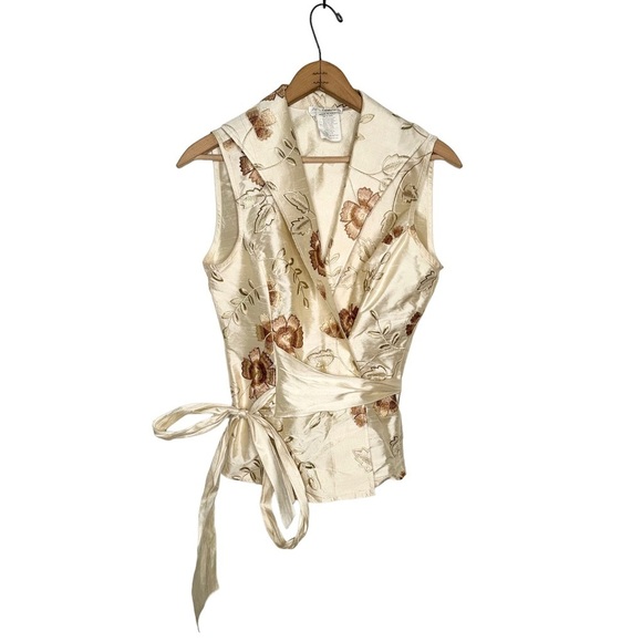 Naracamicie | Embroidered Sleeveless Silk Wrap Top Size Medium - Picture 1 of 7